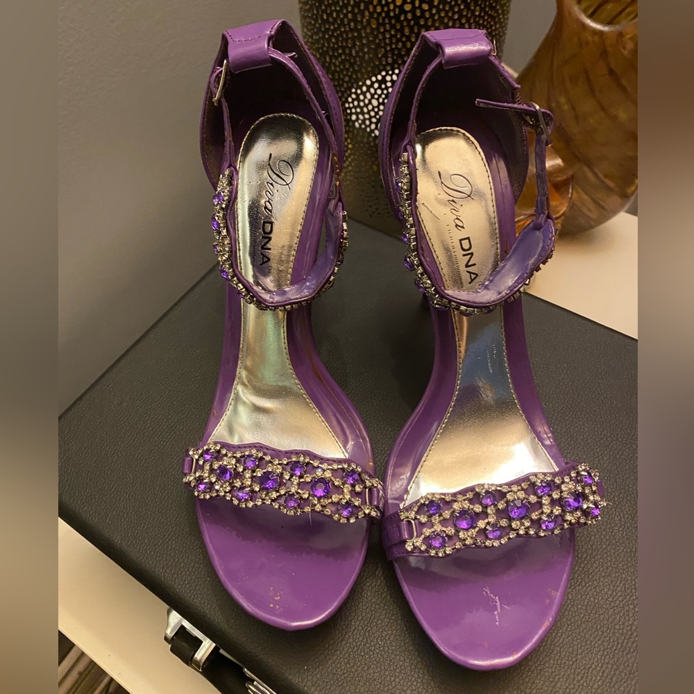 Purple Heels with Embellishments - Diva DNA - Size 8.5
